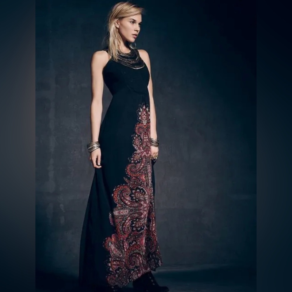 Free People Demeter boho beaded bib dress